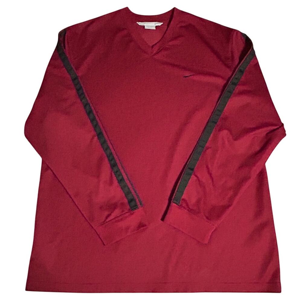 Men's Nike Athletic V-neck Golf Pullover Maroon Burgundy Long Sleeve Size XL